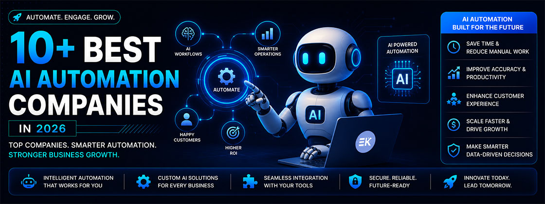 10+ best AI automation companies in 2026 offering AI agents, workflow automation, CRM automation, and business process automation solutions