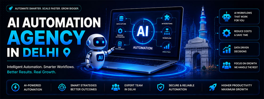 AI automation agency in Delhi providing AI workflow automation, business process automation, and intelligent solutions for business growth