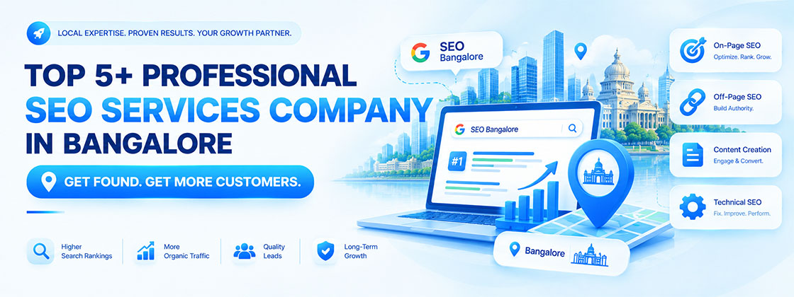 SEO services company in Bangalore offering on-page optimization, link building, content creation, and technical SEO